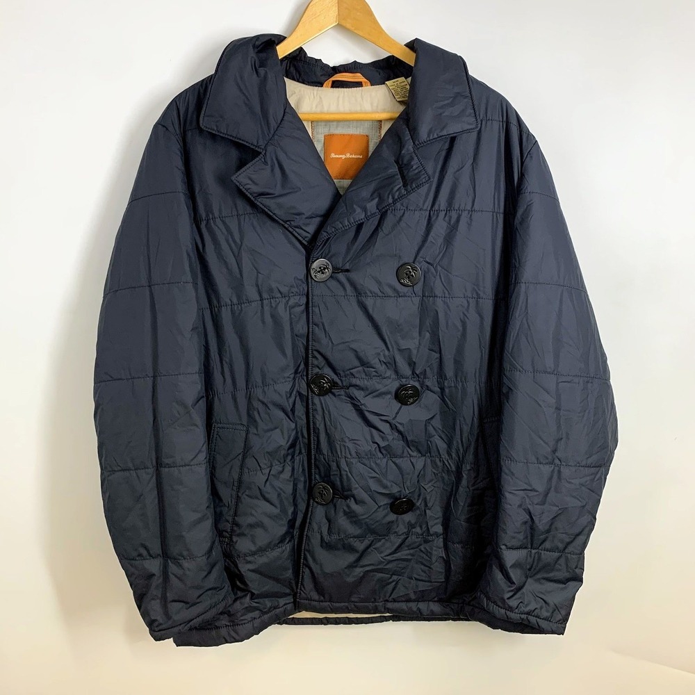 Tommy Bahama Quilted Double Breasted Navy Blue Jacket Women M L